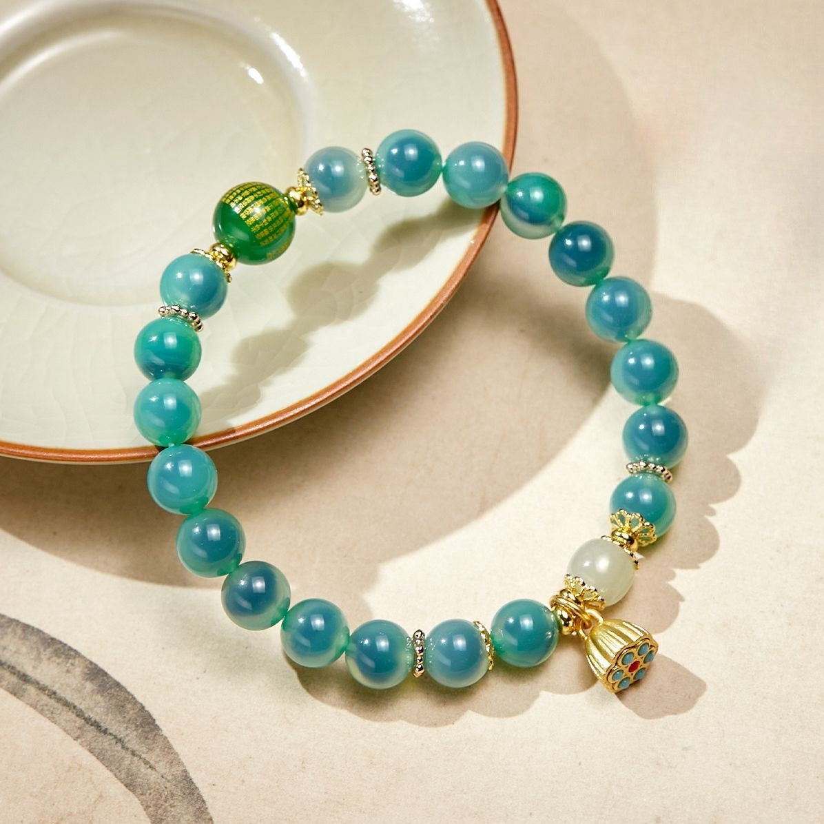 Lotus Seed Candy Agate Bracelet - Crystal Clear Gemstone Beads - Image 2