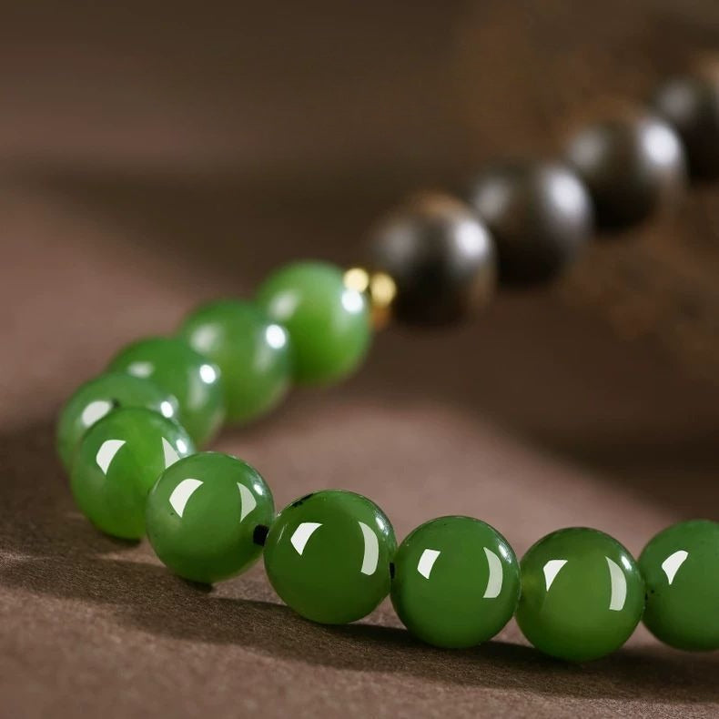 Agarwood Jade Bracelet - Natural Vietnam Nha Trang & Hetian Gemstone Beads - Image 3