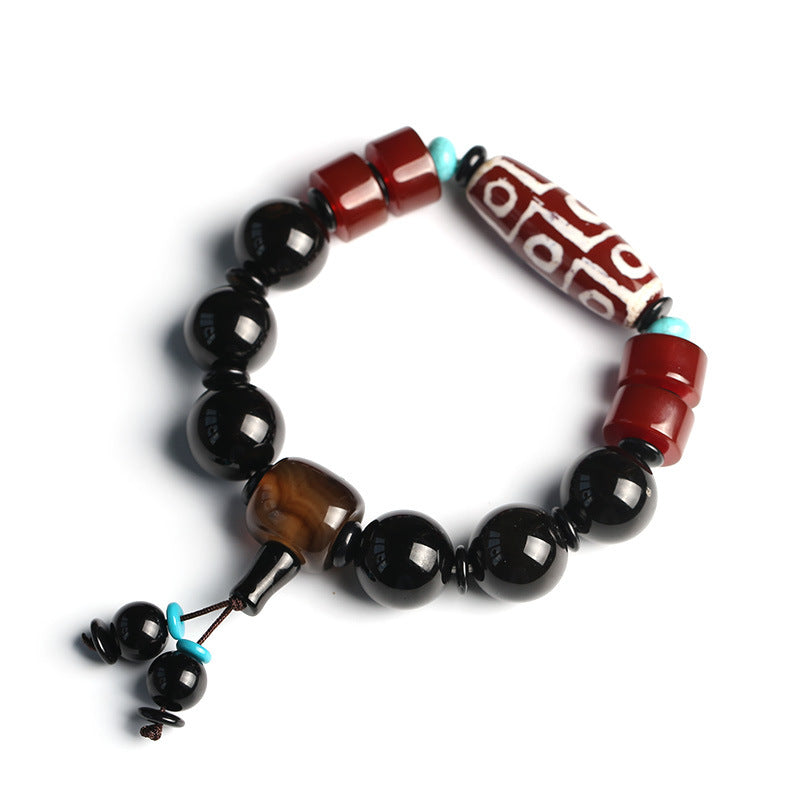 Nine Eye Dzi Bead Bracelet - Tibetan Agate Wealth & Protection Amulet - Image 3