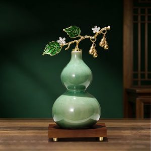 Ceramic Gourd Statue Feng Shui Home Decor