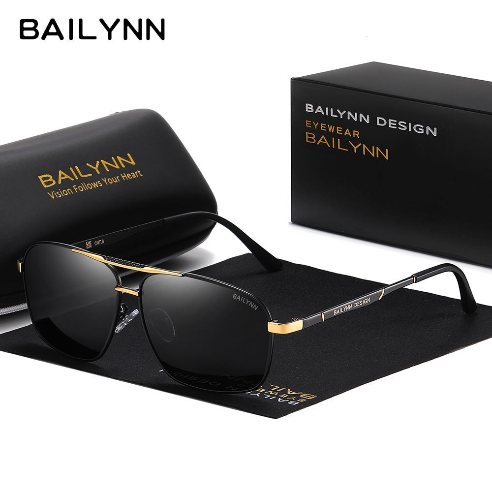 Black and gold trim Polarized Aviator Sunglasses with double bridge frame