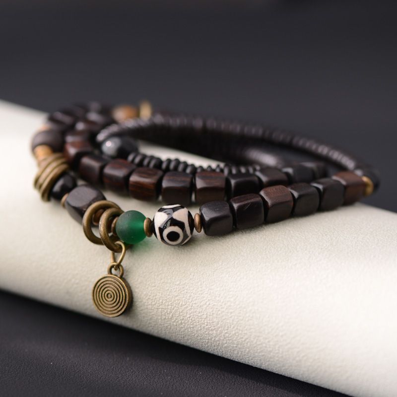 Original Design Handcrafted Black Walnut Bracelet - Good Luck Wooden Beads - Image 9
