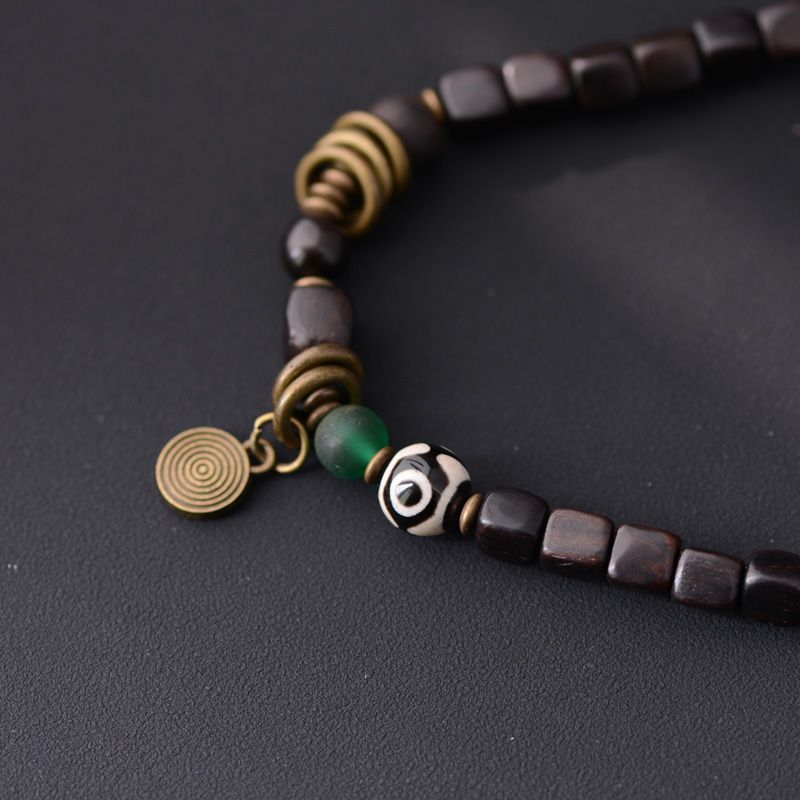 Original Design Handcrafted Black Walnut Bracelet - Good Luck Wooden Beads - Image 5