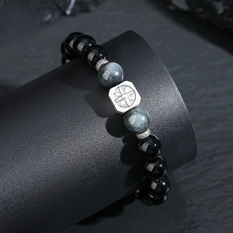 Hawk's Eye Bracelet - S925 Sterling Silver Starburst Gemstone Beads - Image 2