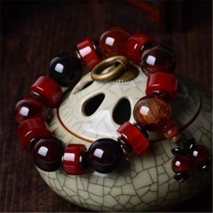 Rare Red Dreamy Agate Bracelet Flame of Fortune Men Energy Beads