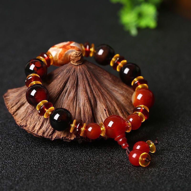 Original Design Couple's Jadeite Bracelet - Yin Yang Dzi Energy Beads - Image 2