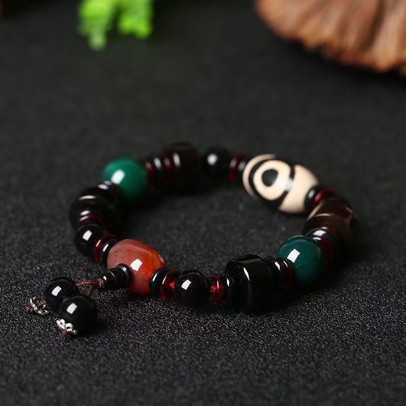 Original Design Couple's Jadeite Bracelet - Yin Yang Dzi Energy Beads - Image 3