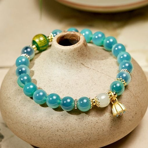 Lotus Seed Candy Agate Bracelet - Crystal Clear Gemstone Beads - Image 3