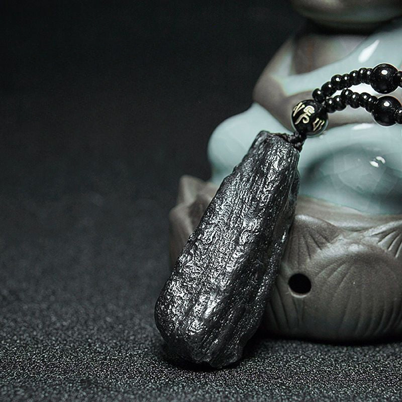 Natural Iron Silicide Meteorite Raw Stone Necklace - Cosmic Energy Pendant - Image 4