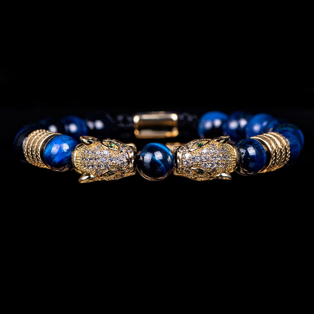Tiger's Eye Obsidian Leopard Bracelet - Warrior Protection Beads - Image 3