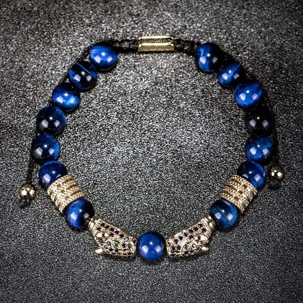 Tiger's Eye Obsidian Leopard Bracelet - Warrior Protection Beads - Image 2