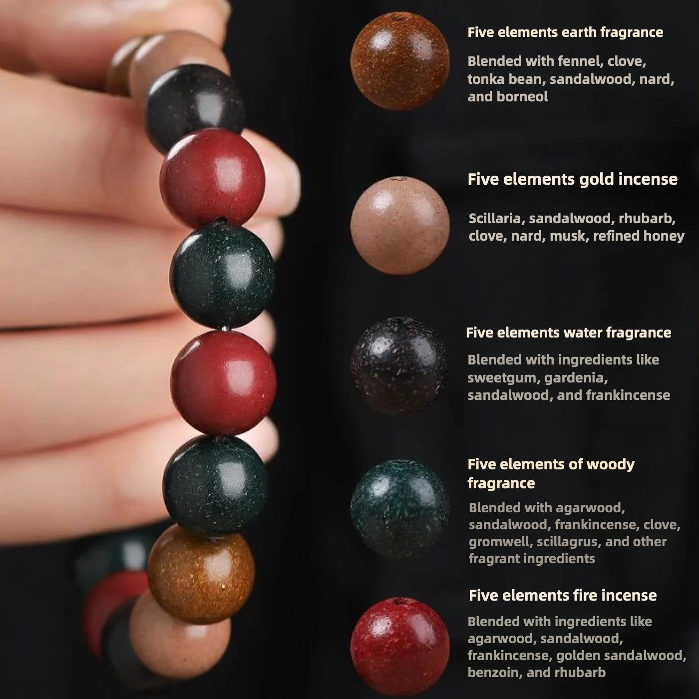 Herbal Energy Bracelet - Five Elements Botanical Aromatherapy Beads - Image 5