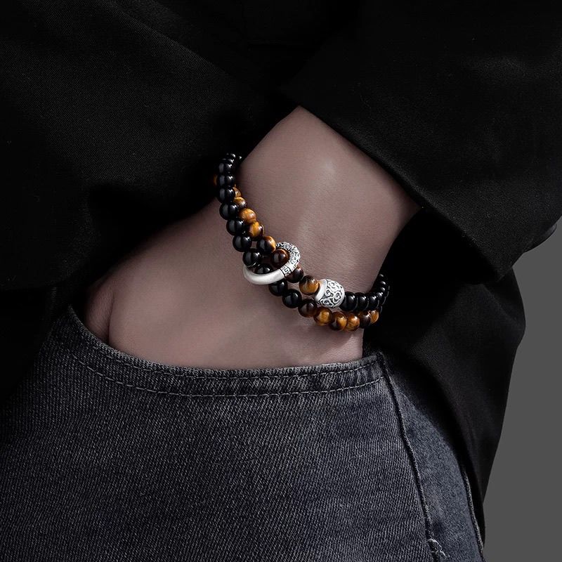 Tiger Eye Stone Sterling Silver Bracelet - Wealth & EMF Protection Beads - Image 6