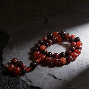 Agate Tasbih 33 Bead Red Black Gemstone Misbaha