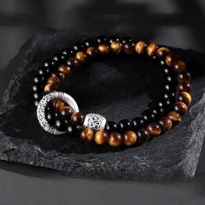 tiger eye stone sterling silver bracelet