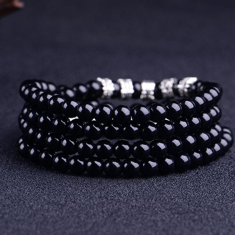 Natural Obsidian Silver Bracelet - Pi Xiu Wealth Protection Beads - Image 4