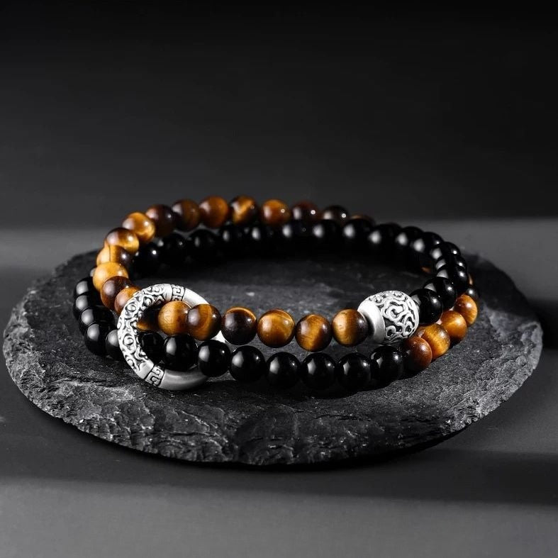 Tiger Eye Stone Sterling Silver Bracelet - Wealth & EMF Protection Beads - Image 3