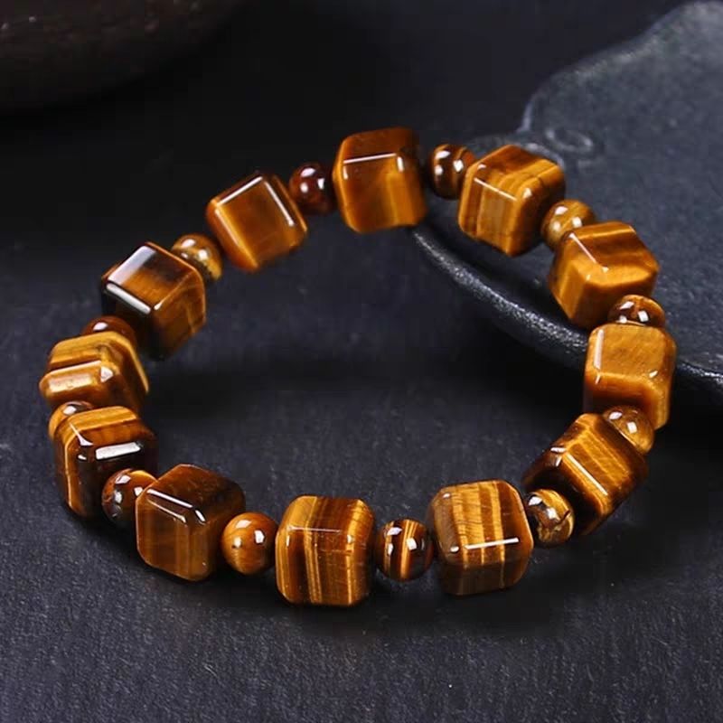 Natural Tiger Eye Stone Bracelet Golden Gemstone Beads
