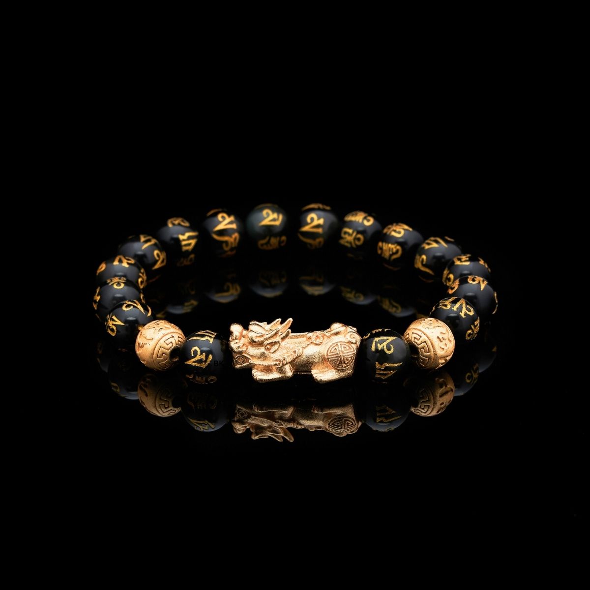 Pixiu Black Obsidian Bracelet - Feng Shui Wealth & Protection Beads - Image 2