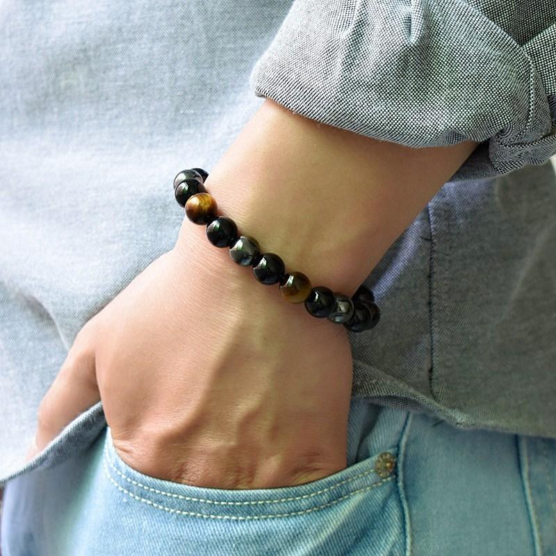 Triple Protection Bracelet - Tiger's Eye, Obsidian & Hematite Beads - Image 7