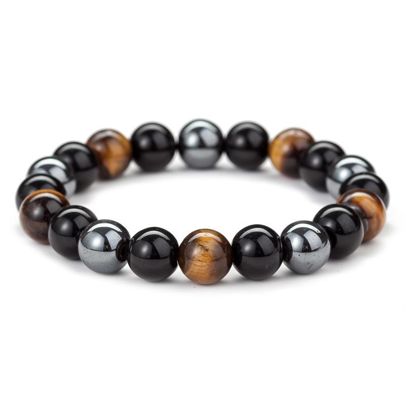 Triple Protection Bracelet - Tiger's Eye, Obsidian & Hematite Beads - Image 4