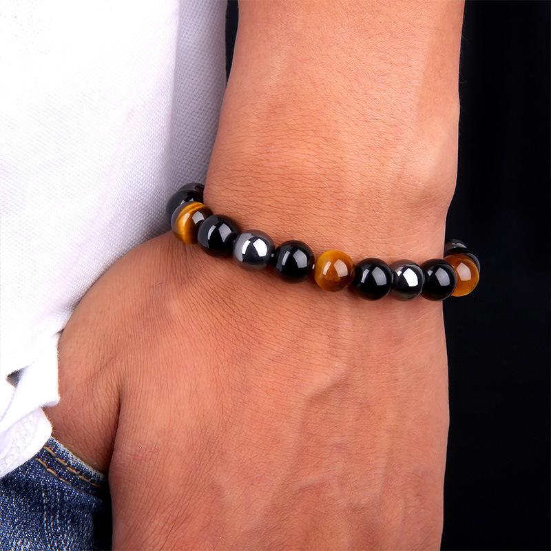 Triple Protection Bracelet - Tiger's Eye, Obsidian & Hematite Beads - Image 9