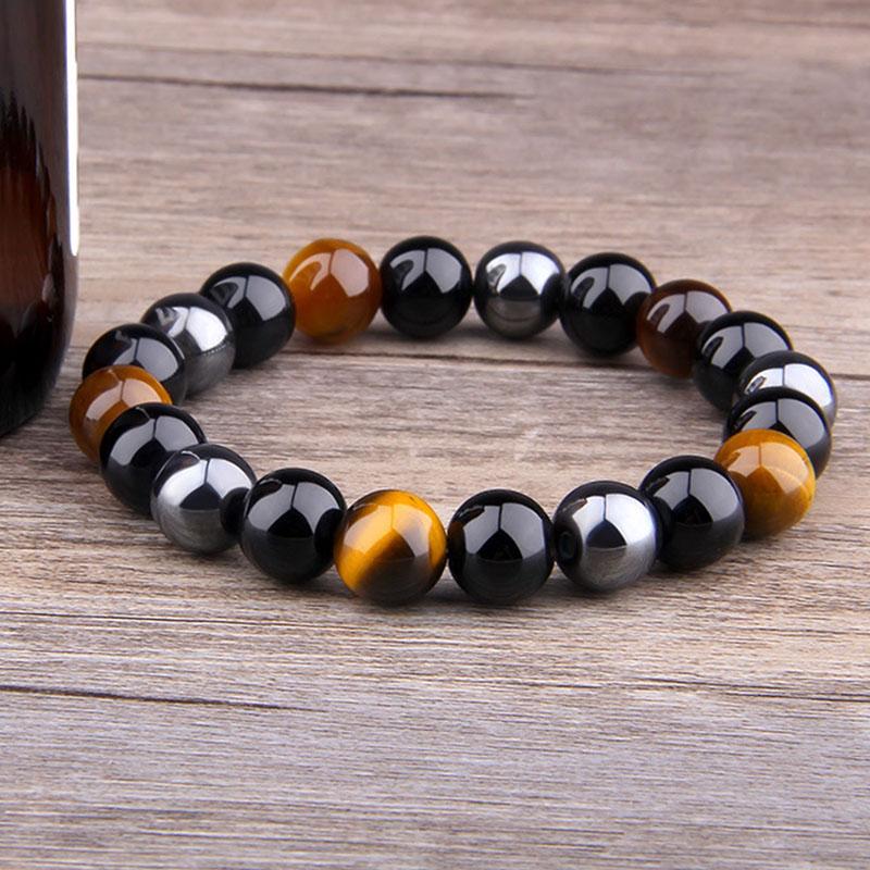 Triple Protection Bracelet - Tiger's Eye, Obsidian & Hematite Beads - Image 5