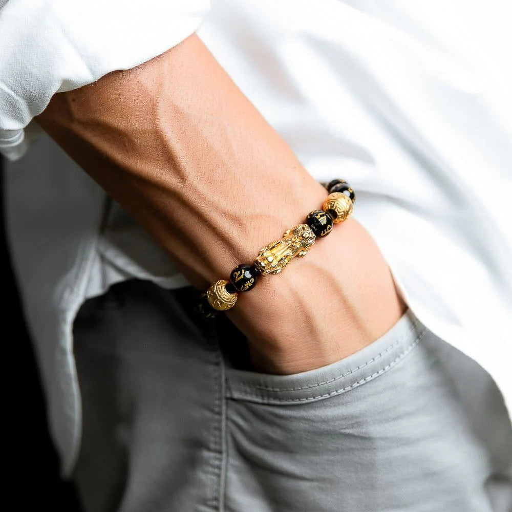 Pixiu Black Obsidian Bracelet - Feng Shui Wealth & Protection Beads - Image 7