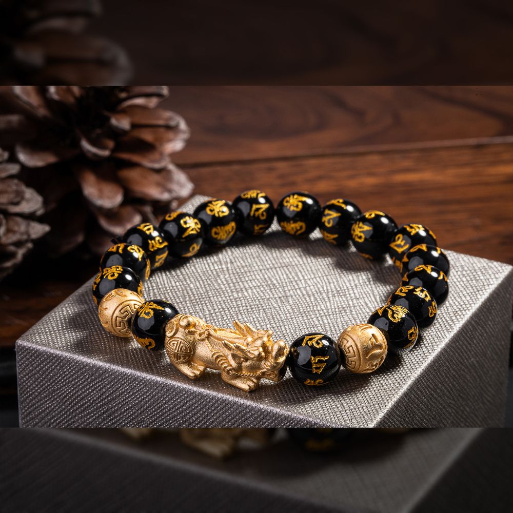 Pixiu Black Obsidian Bracelet - Feng Shui Wealth & Protection Beads - Image 4