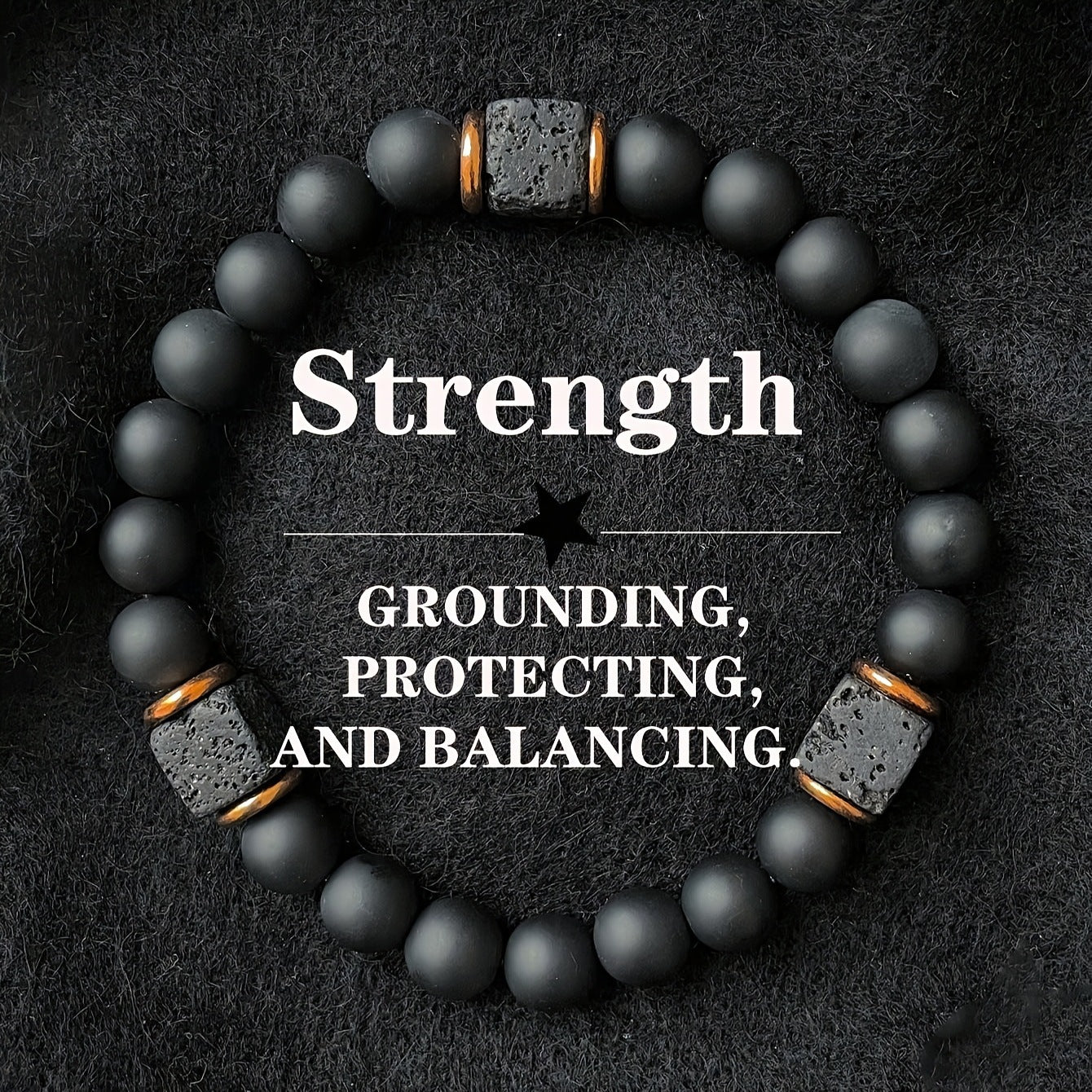 Volcanic Stone Bracelet - Natural Lava Rock Essential Oil Beads - Image 3