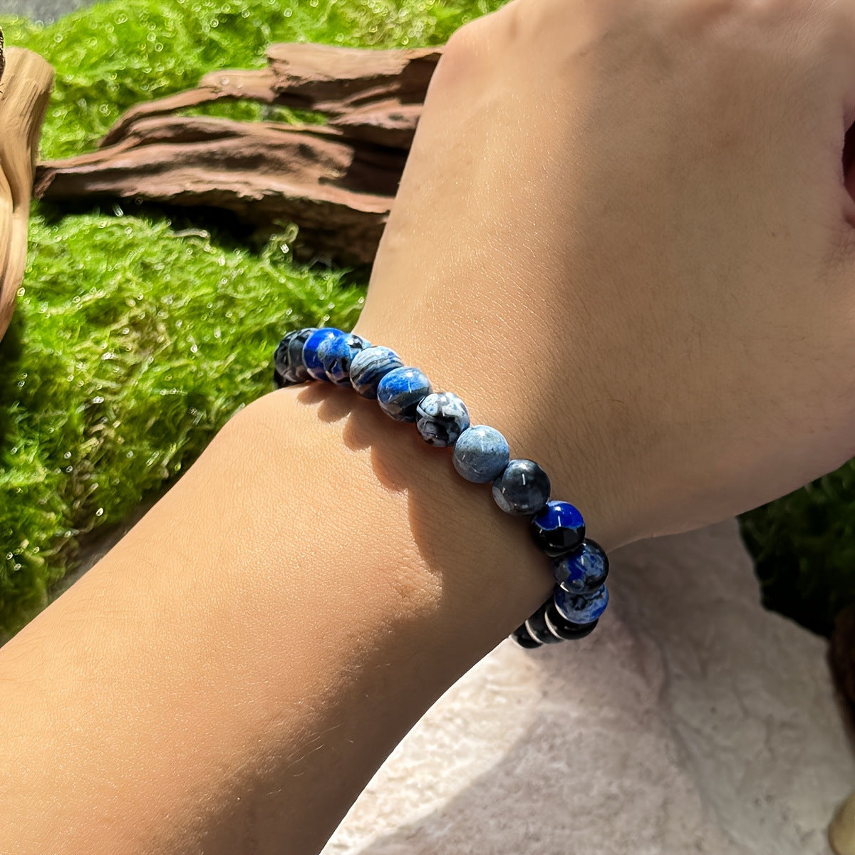 Blue Agate Natural Bracelet - Health Boost & Wealth Attraction Beads - Image 3