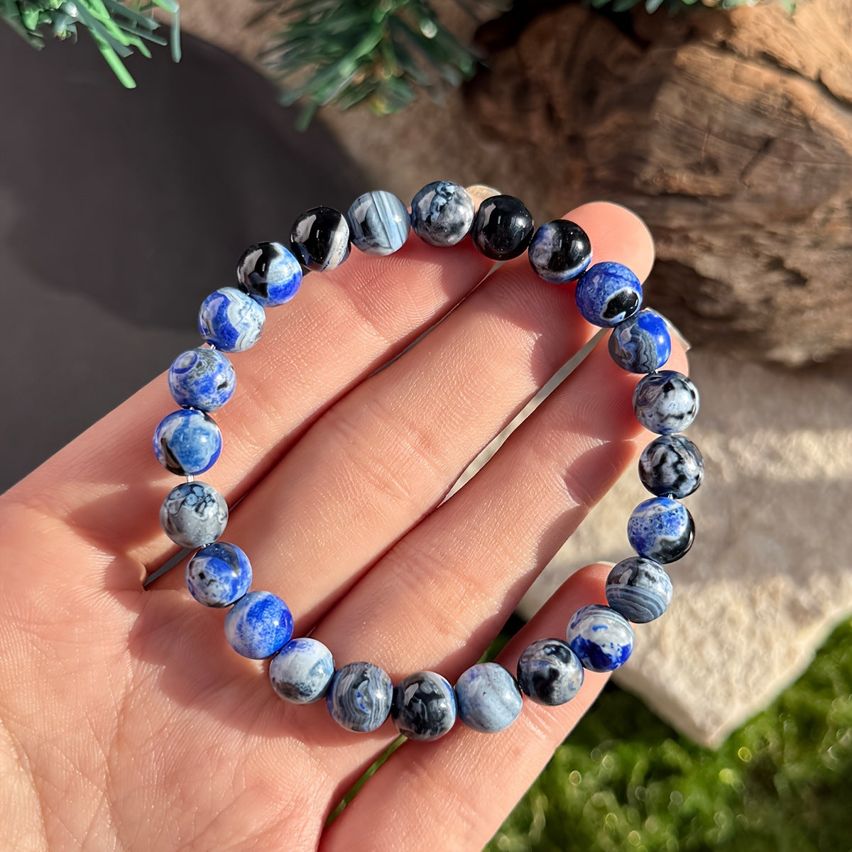 Blue Agate Natural Bracelet - Health Boost & Wealth Attraction Beads - Image 4