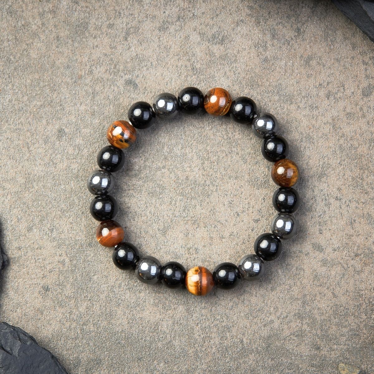 Triple Protection Bracelet - Tiger's Eye, Obsidian & Hematite Beads - Image 13