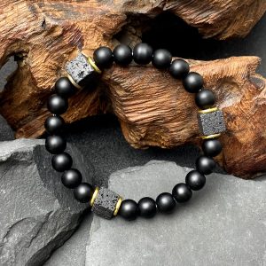 Volcanic Stone Bracelet Natural Lava Rock Energy Beads