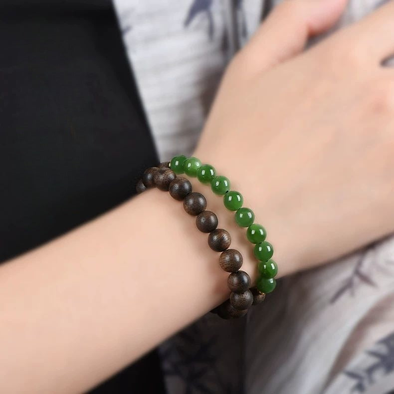 Agarwood Jade Bracelet - Natural Vietnam Nha Trang & Hetian Gemstone Beads - Image 6