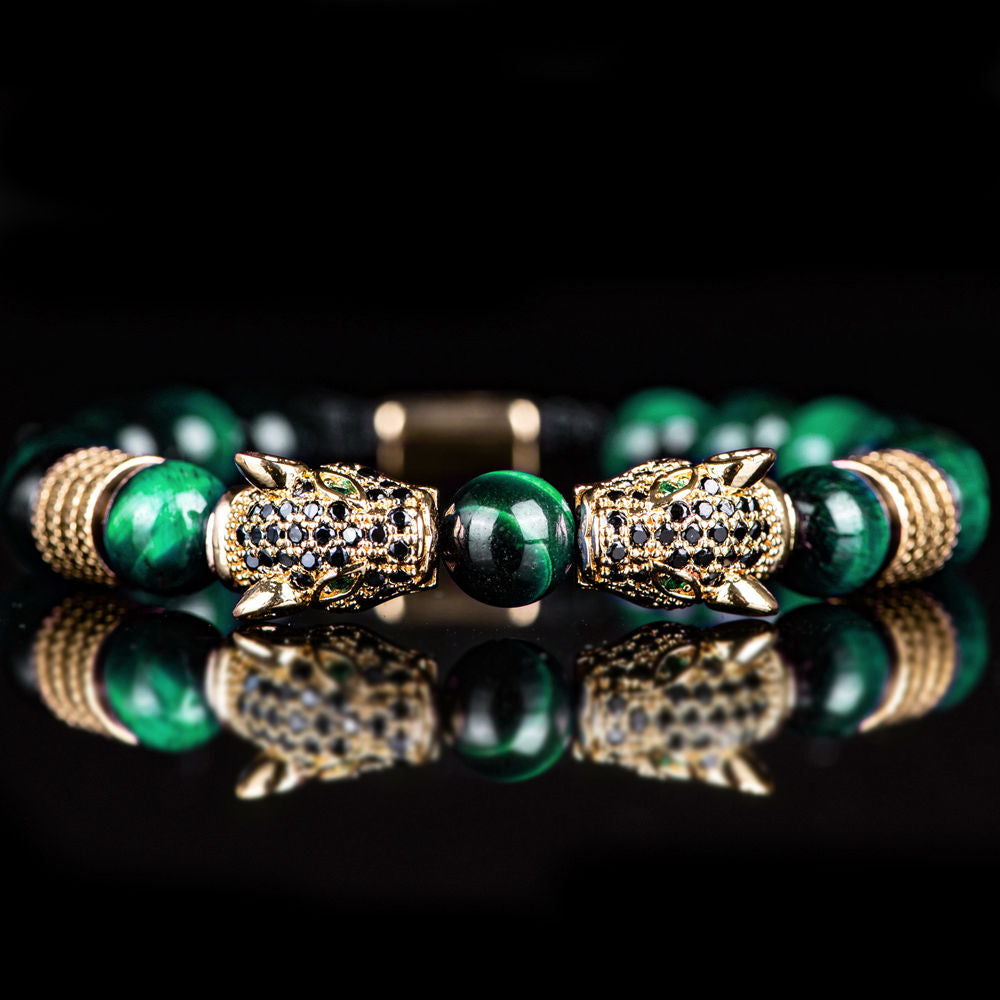 Tiger's Eye Obsidian Leopard Bracelet - Warrior Protection Beads - Image 4