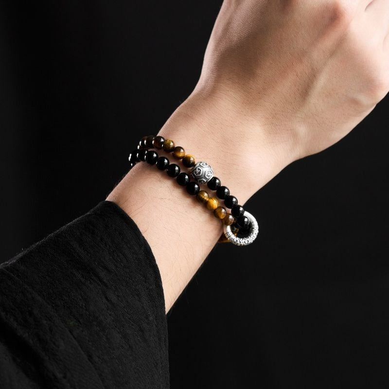 Tiger Eye Stone Sterling Silver Bracelet - Wealth & EMF Protection Beads - Image 4
