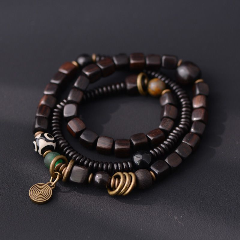 Original Design Handcrafted Black Walnut Bracelet - Good Luck Wooden Beads - Image 4