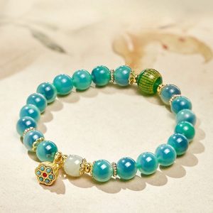 Lotus Seed Candy Agate Bracelet Translucent Gemstone Beads
