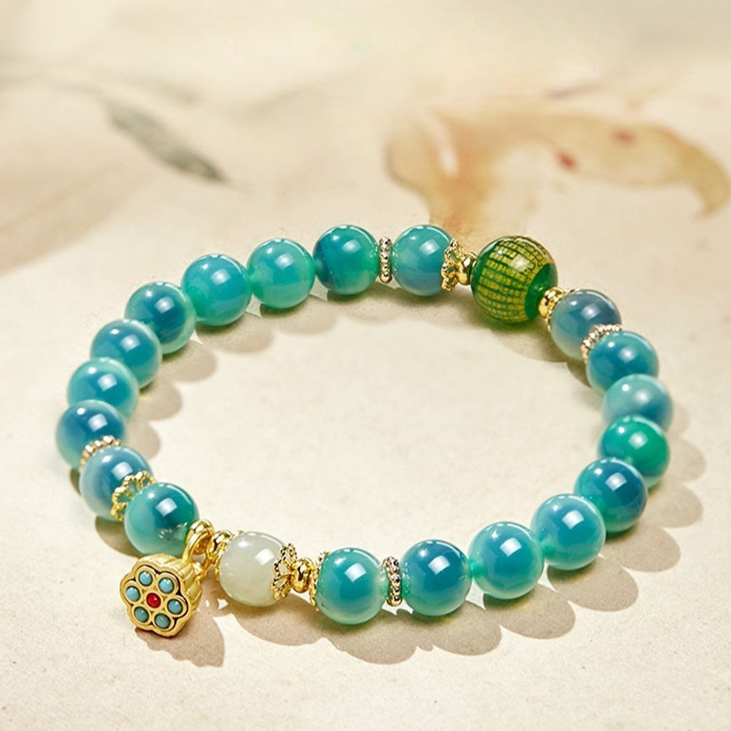 Lotus Seed Candy Agate Bracelet Translucent Gemstone Beads