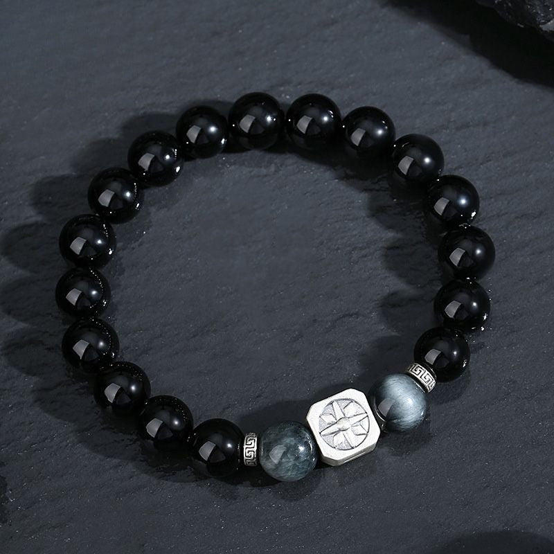 Hawk's Eye Bracelet - S925 Sterling Silver Starburst Gemstone Beads - Image 3