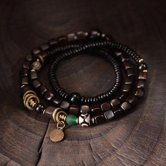 Black Walnut Bracelet Handcrafted Good Luck Wooden Beads