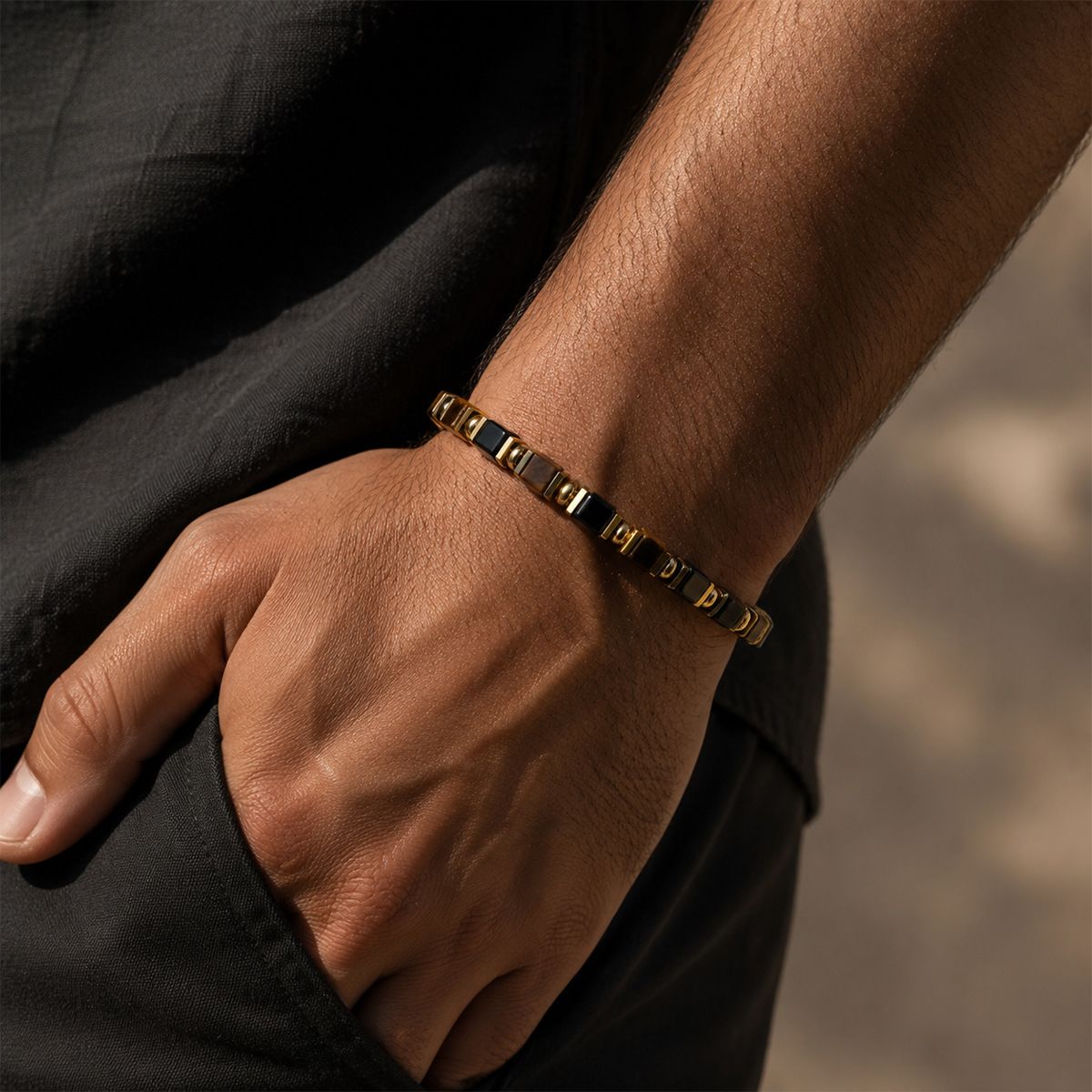 The Sovereign Specimen — Natural Tiger Eye & Black Onyx Cube Energy Bracelet for Abundance & Protection - Image 7