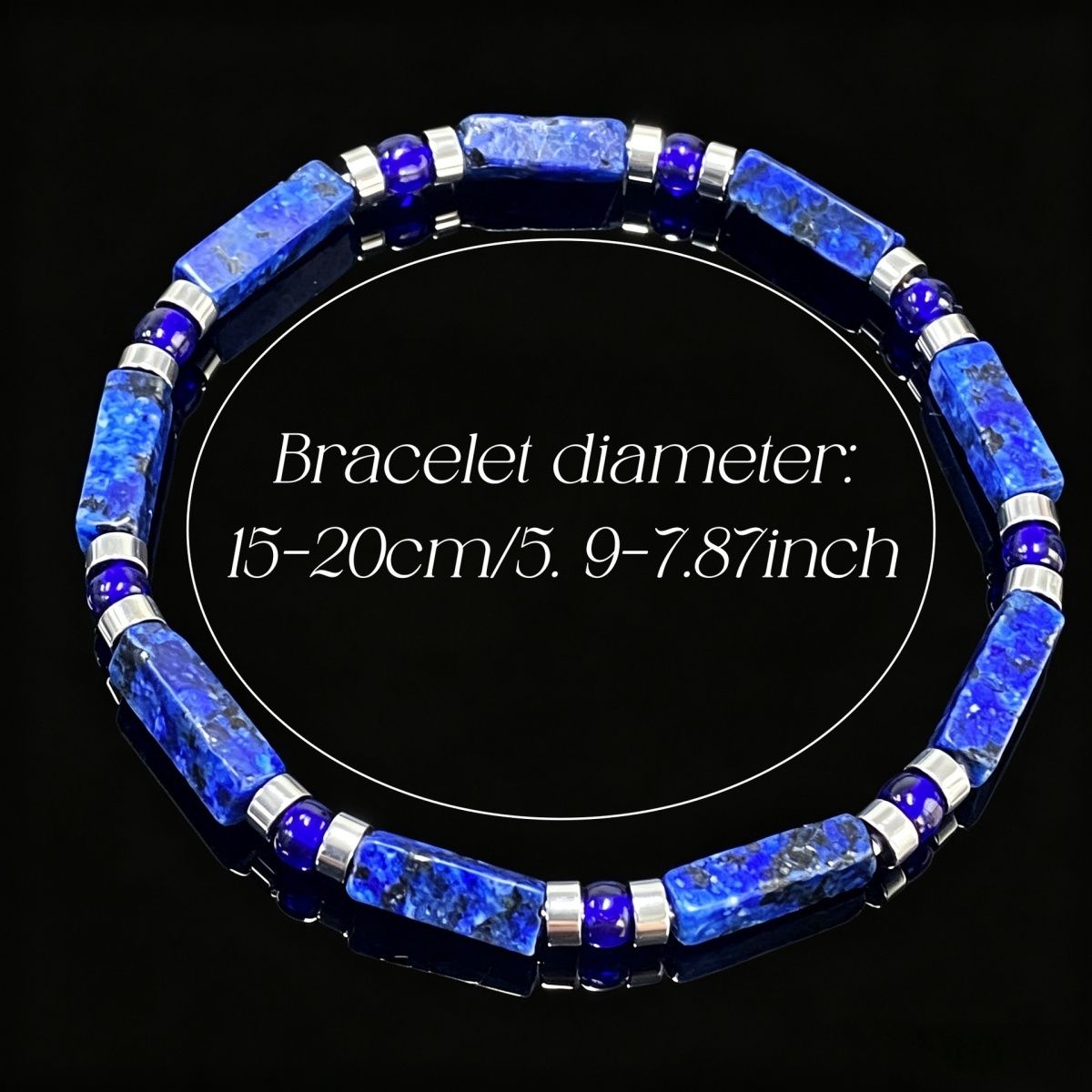 Lapis Lazuli Bracelet size diagram 15 to 20 cm diameter