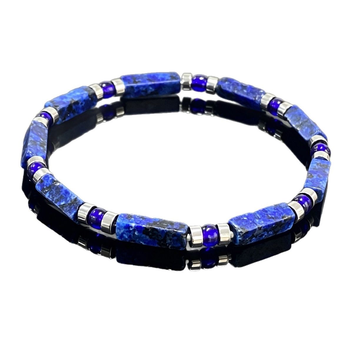The Royal Sovereign — Natural Lapis Lazuli Geometric Column Energy Bracelet - Image 2