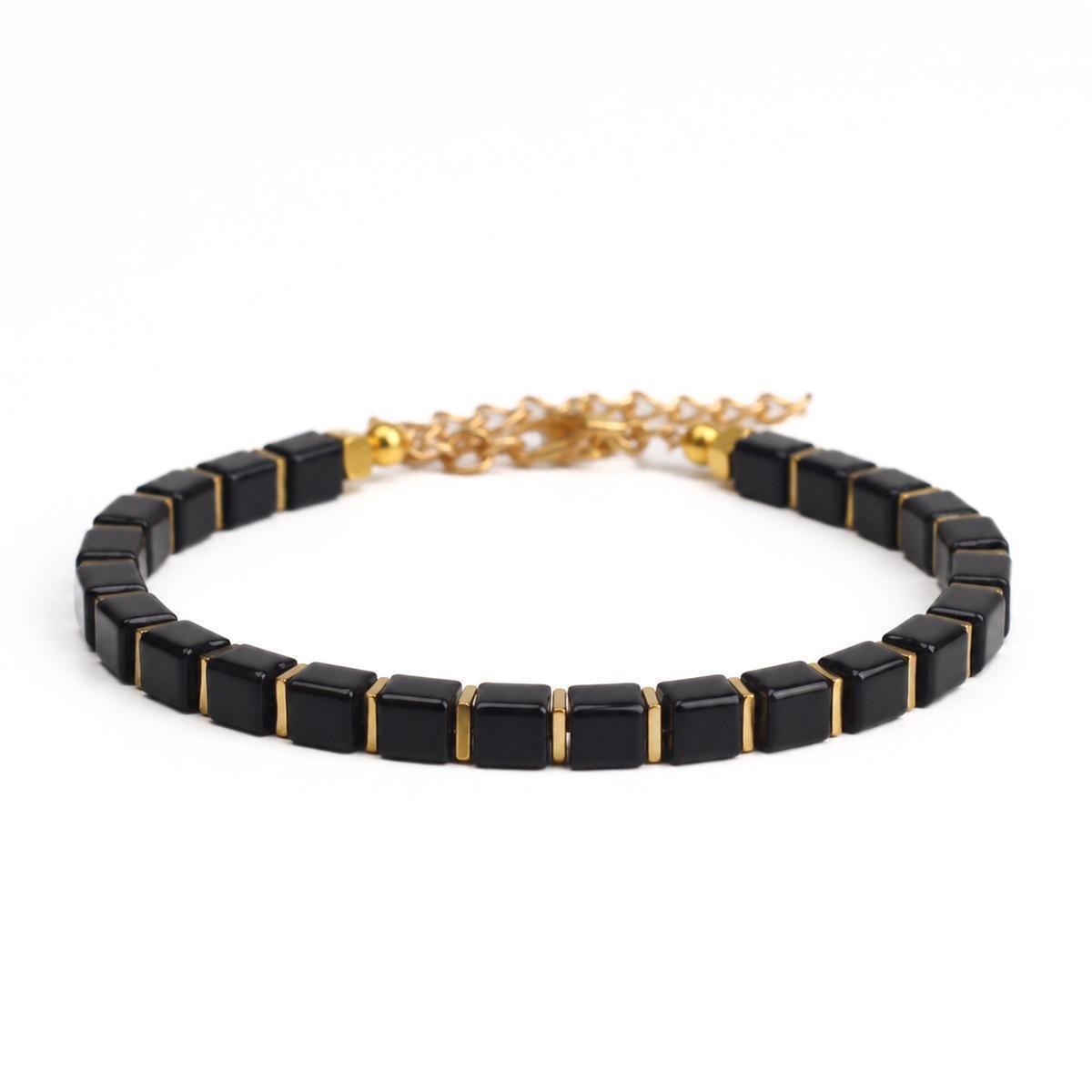 Black Obsidian Bracelet on natural dark slate background